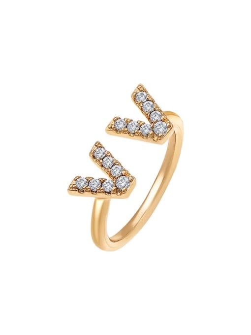 18K gold plating Alloy Cubic Zirconia Letter Dainty Band Ring