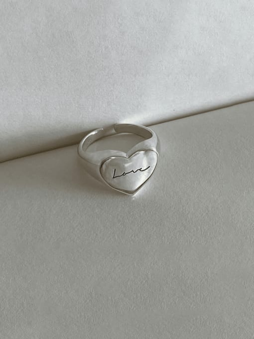 Boomer Cat 925 Sterling Silver Heart Vintage Band Ring 0