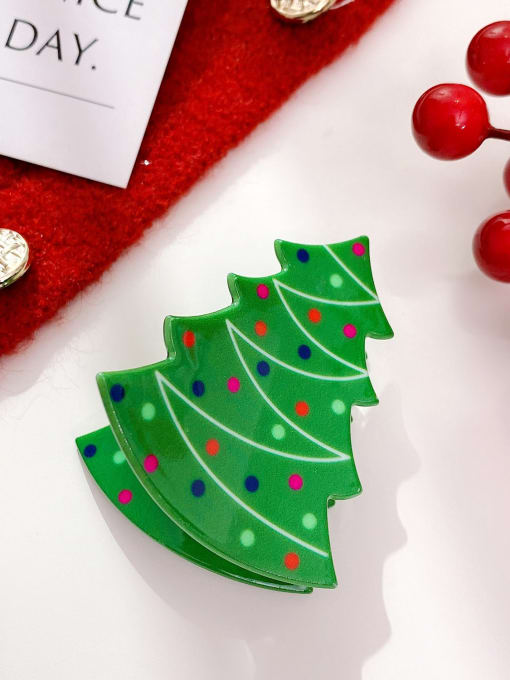 Christmas tree 7.1cm Acrylic Cute Christmas Seris Alloy Multi Color Jaw Hair Claw