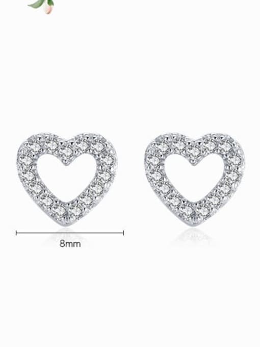 MODN 925 Sterling Silver Cubic Zirconia Heart Minimalist Stud Earring 2