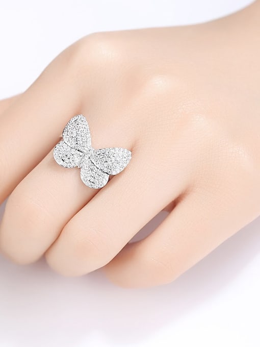 BLING SU Copper Cubic Zirconia Butterfly Cute Free Size Band Ring 1
