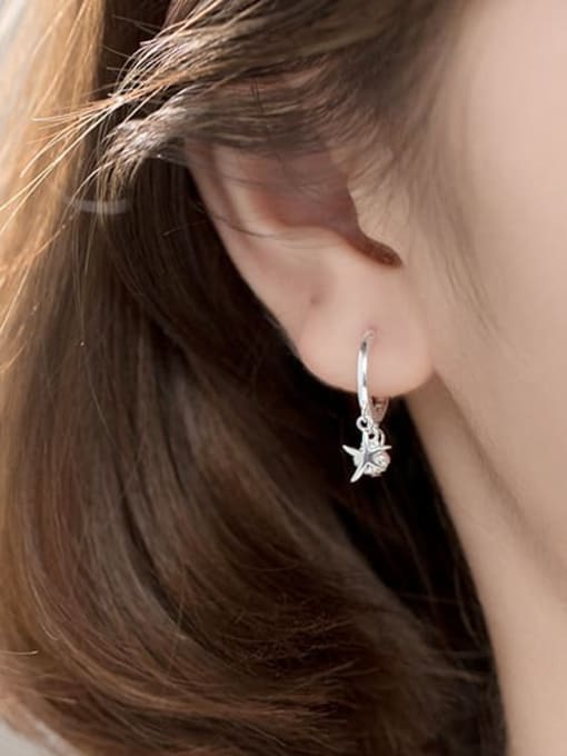 Rosh 925 Sterling Silver Star Minimalist Huggie Earring 1