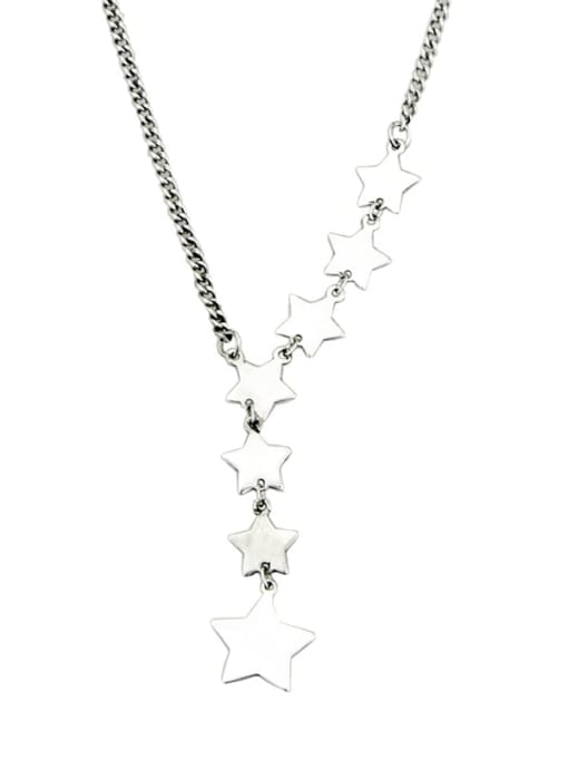 SHUI Vintage Sterling Silver With Platinum Plated Simplistic Star Necklaces 3
