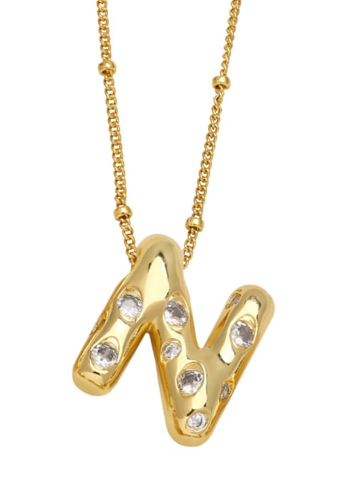 N Brass Letter Minimalist Necklace
