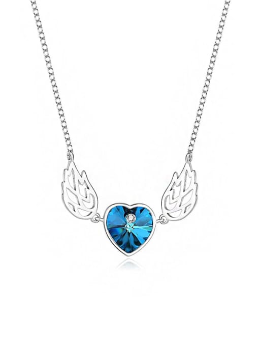JYXZ 036 (Gradient Blue) 925 Sterling Silver Austrian Crystal Wing Classic Necklace