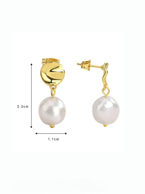 CHARME Brass Imitation Pearl Geometric Minimalist Drop Earring 2