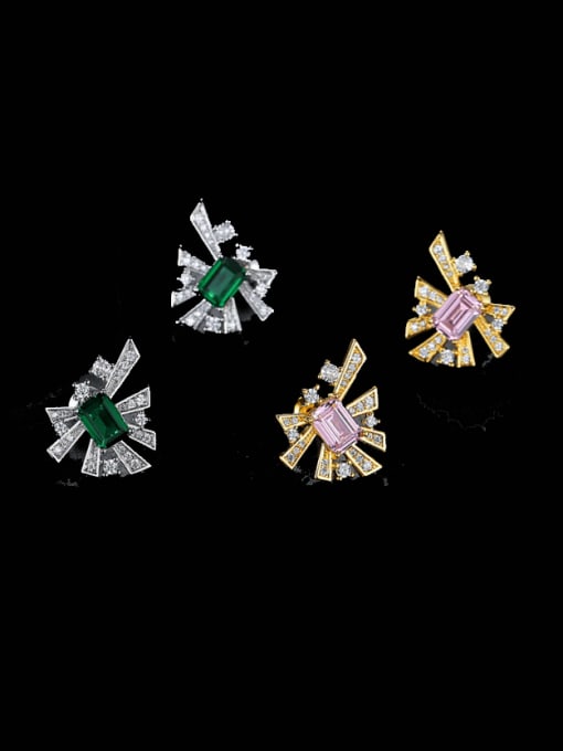 BLING SU Brass Cubic Zirconia Flower Luxury Cluster Earring 0