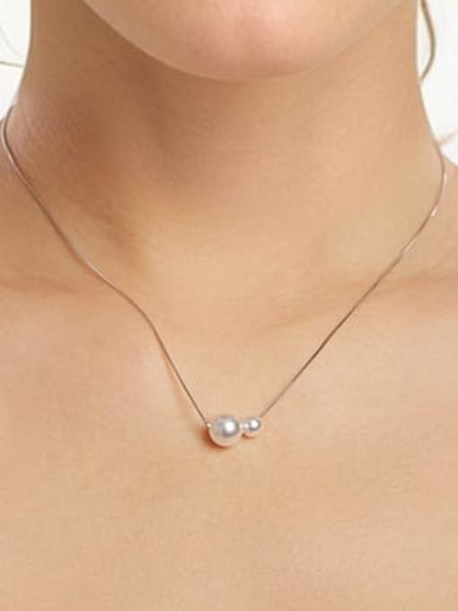 Jare 925 Sterling Silver Imitation Pearl Irregular Minimalist Necklace 1
