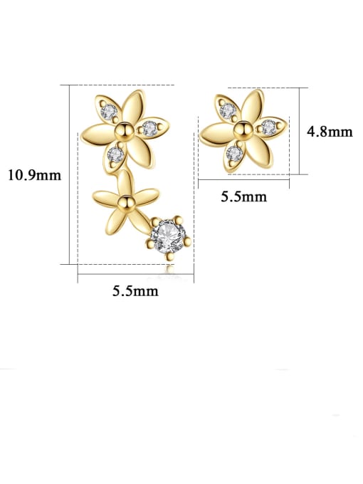 CCUI 925 Sterling Silver Cubic Zirconia Flower Minimalist Stud Earring 2