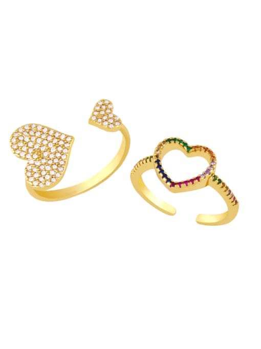 CC Brass Cubic Zirconia Heart Minimalist Band Ring