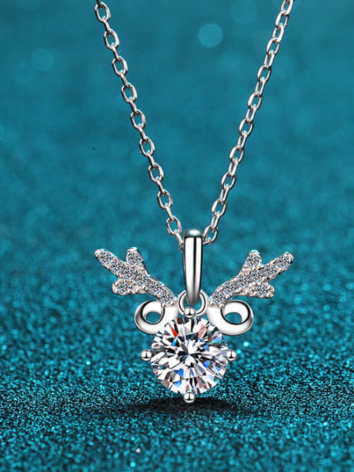 MOISS Sterling Silver Moissanite Deer Dainty Necklace