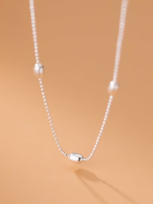 Rosh 925 Sterling Silver Bead Round Minimalist Necklace