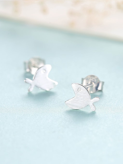 CCUI 925 Sterling Silver Smooth Fish Minimalist Stud Earring 2