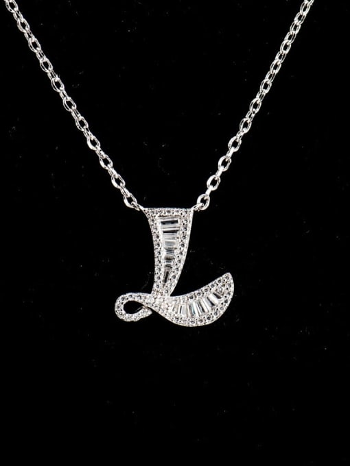 L 925 Sterling Silver Cubic Zirconia Letter Dainty Necklace