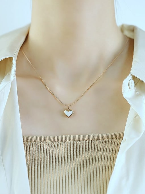 Open Sky Titanium Steel Enamel Heart Minimalist Necklace 1