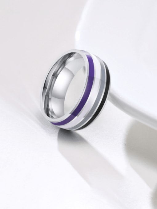CONG Titanium Steel Enamel Round Minimalist Band Ring 2