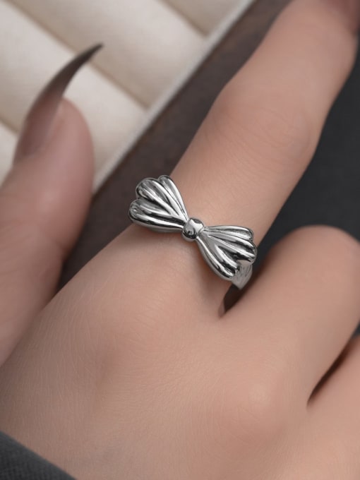 XBOX 925 Sterling Silver Bowknot Minimalist Band Ring 1
