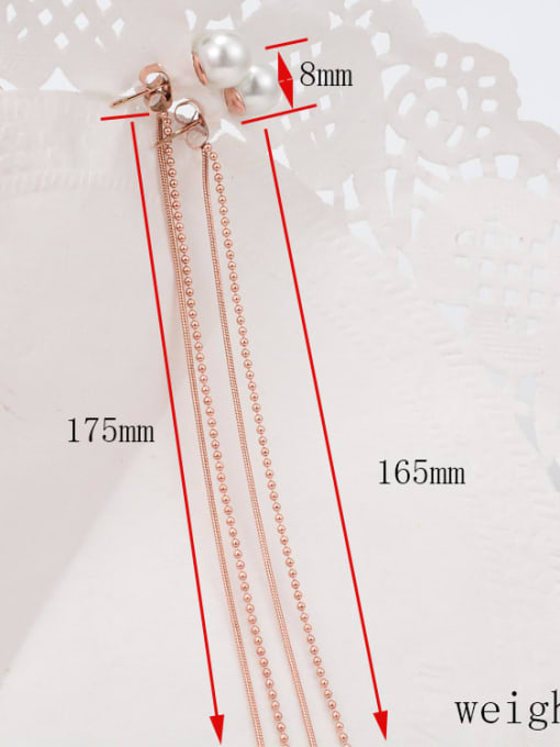 A TEEM Titanium Imitation Pearl Tassel Minimalist Threader Earring 2