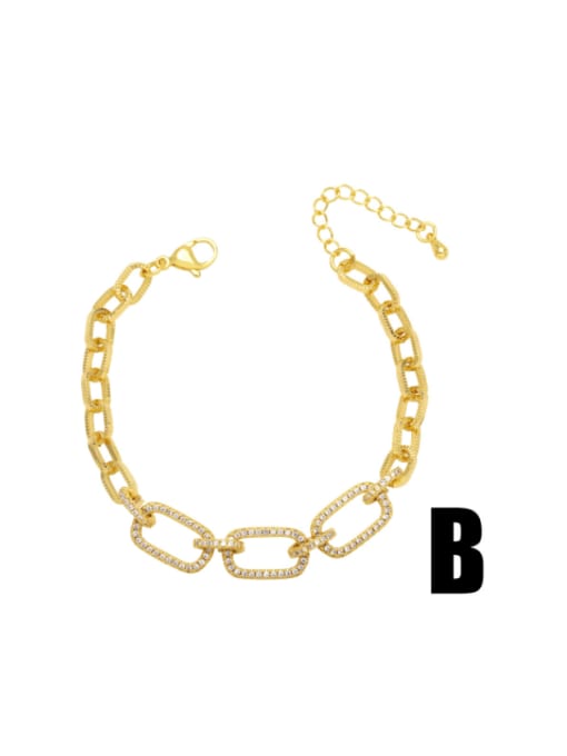 B Brass Cubic Zirconia Round Vintage Adjustable Bracelet