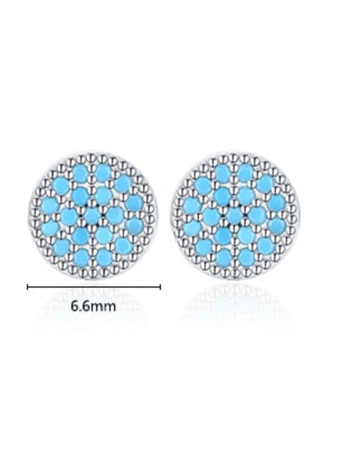 MODN 925 Sterling Silver Turquoise Round Classic Stud Earring 2