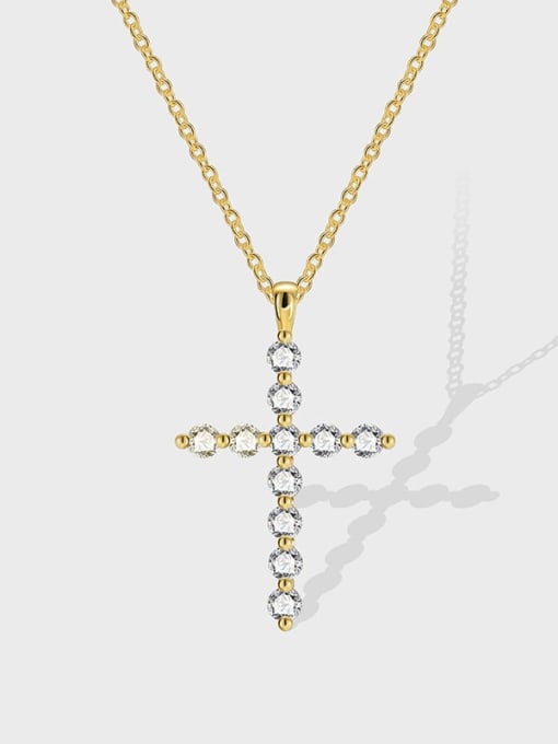 CHARME Brass Cubic Zirconia Cross Minimalist Regligious Necklace 3