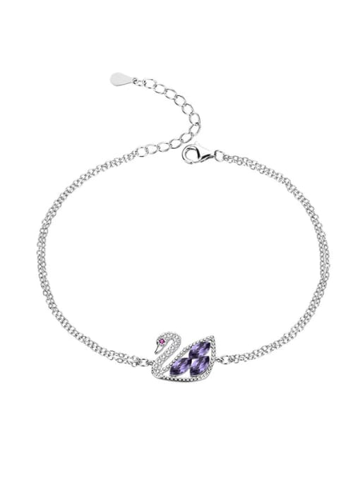 JYSL 012 (deep purple) 925 Sterling Silver Austrian Crystal Swan Classic Bracelet