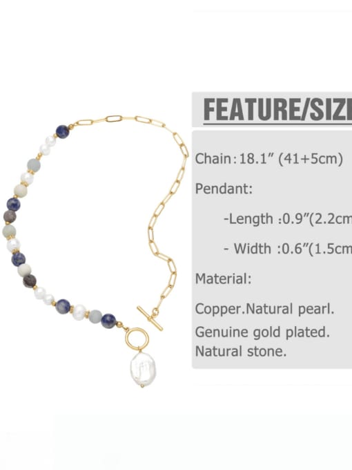 CC Brass Imitation Pearl Geometric Hip Hop Necklace 2