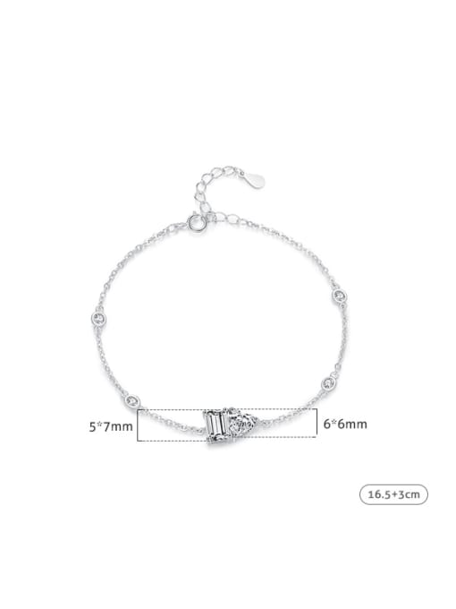 MODN 925 Sterling Silver Cubic Zirconia Geometric Dainty Link Bracelet 2