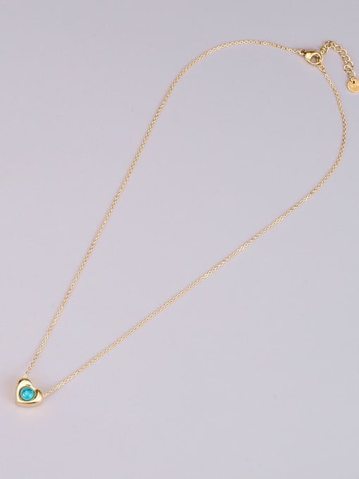 A TEEM Titanium Steel Turquoise Heart Minimalist Necklace 3