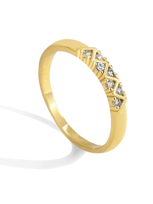 Gold Diamond diamond ring Brass Cubic Zirconia Geometric Minimalist Band Ring