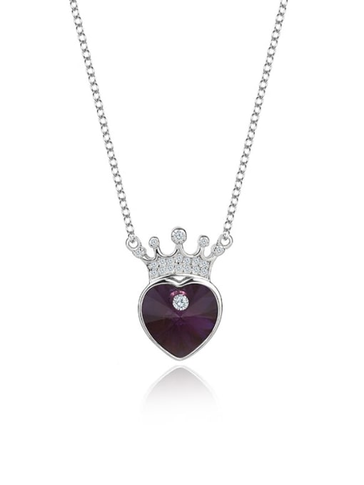 JYXZ 005 (purple) 925 Sterling Silver Austrian Crystal Heart Classic Necklace