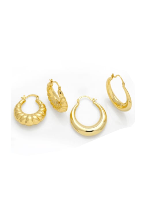 CC Brass Geometric Minimalist Huggie Earring