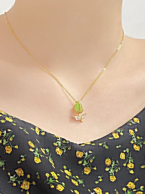 Open Sky Brass Resin Flower Minimalist Necklace 2