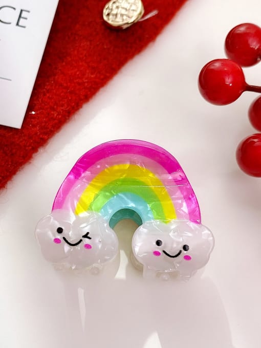 Rainbow 5.2cm Acrylic Cute Christmas Seris Alloy Multi Color Jaw Hair Claw