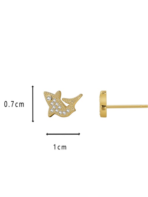 CHARME Brass Cubic Zirconia Fish Minimalist Stud Earring 2