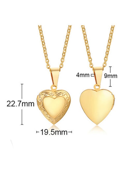 Flat Pendant And Chain, Gold Color Stainless steel Heart Minimalist Necklace