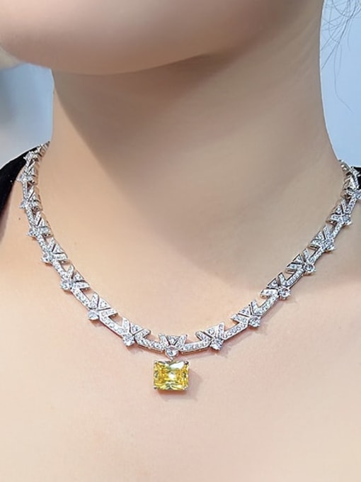 L.WIN Brass Cubic Zirconia Geometric Luxury Necklace 1