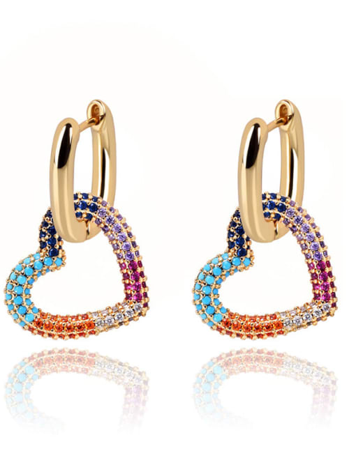 DUDU Brass Cubic Zirconia Heart Luxury Huggie Earring 0