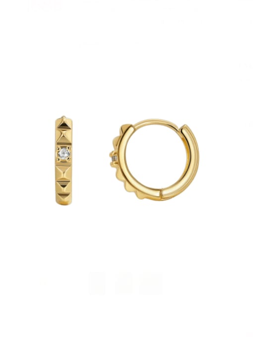 CHARME Brass Cubic Zirconia Geometric Vintage Huggie Earring 0