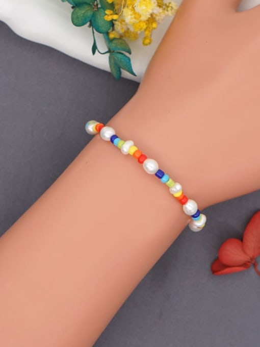 Roxi Freshwater Pearl Multi Color Round Bohemia Stretch Bracelet 1