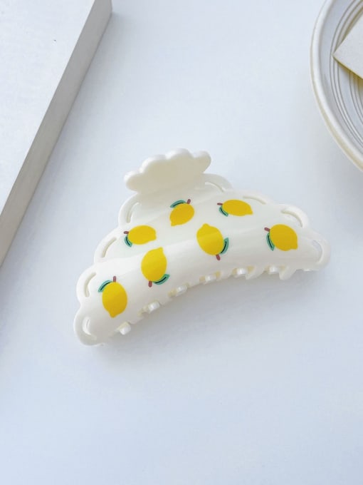 Lemon white 9cm Cellulose Acetate Cute Friut Alloy Jaw Hair Claw