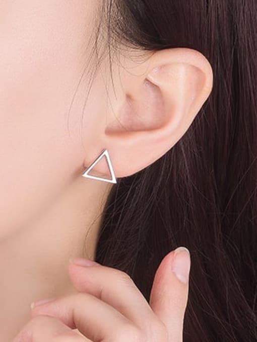 HAHN 925 Sterling Silver Hollow Triangle Minimalist Stud Earring 2