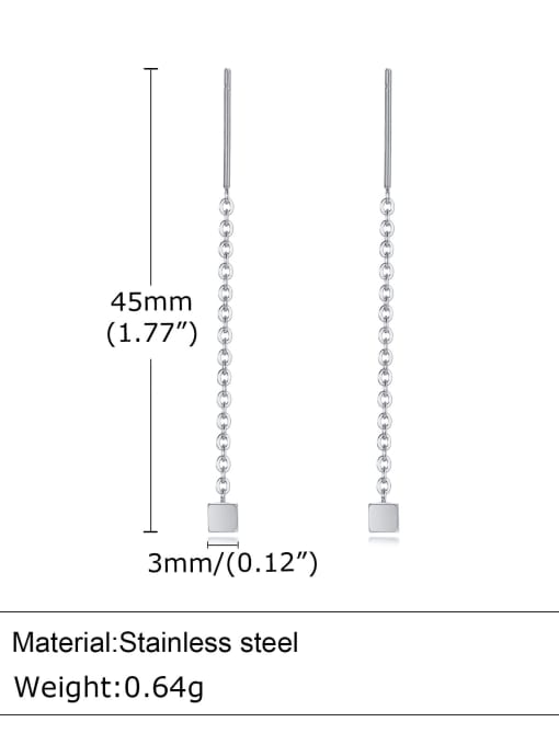 Steel color Stainless steel Geometric Minimalist Threader Earring