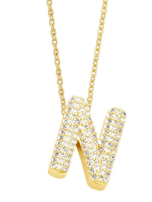N Brass Cubic Zirconia Letter Trend Necklace