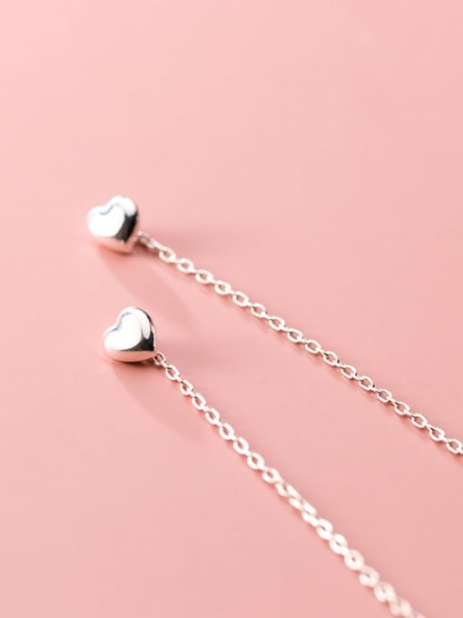 Rosh 925 Sterling Silver Heart Minimalist Threader Earring 0