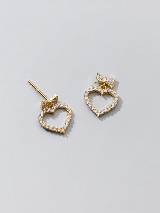 Rosh 925 Sterling Silver Cubic Zirconia Heart Minimalist Drop Earring 2