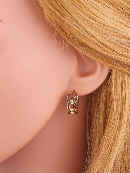CC Brass Cubic Zirconia Geometric Bohemia Stud Earring 1