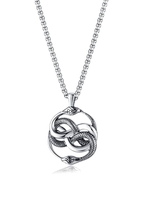 2192 pendant +pearl chain 3MM*55cm Titanium Steel Snake  Hip Hop Necklace