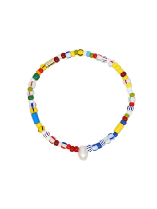 Roxi Freshwater Pearl Multi Color Ceramic Oval Minimalist Stretch Bracelet 0