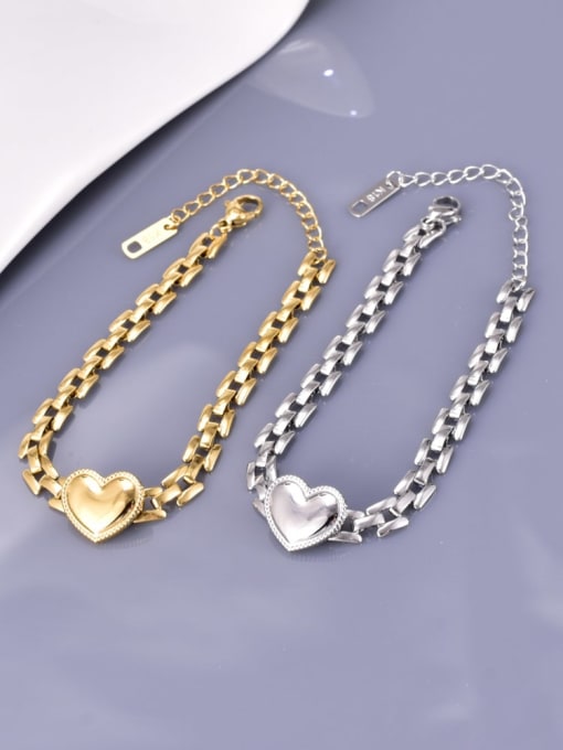 A TEEM Titanium Steel Heart Hip Hop Link Bracelet 0